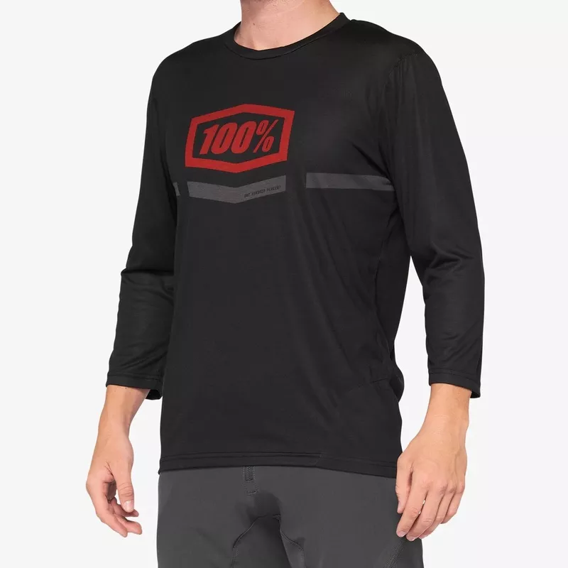 100% Airmatic 3/4 Sleeve MTB Jersey - Black-Red