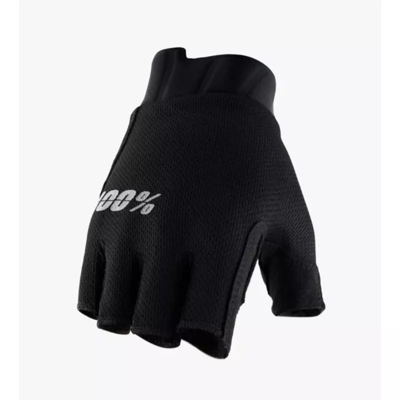 100% Women's Exceeda Gel Short Finger Road Gloves, Solid Black, Medium