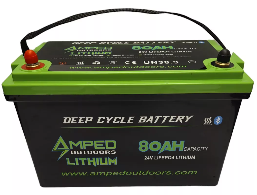 24V 80Ah Trolling Motor Lithium Battery (LiFePO4) – Bluetooth – IP67 Waterproof – Heated