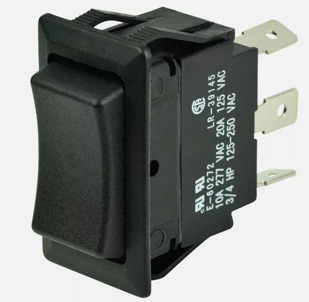 BEP 1001711 Rocker Switch, (On)-Off-(On), SPDT, 1/4 ” Blade Terminals.