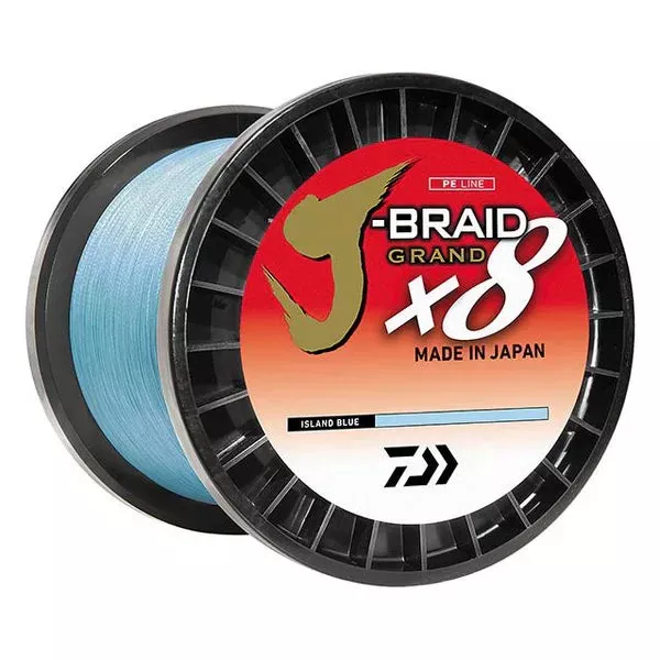 Daiwa J-Braid x8 Grand Braided Line – 20 lb. – 3000 yd. – Island Blue JBGD8U20-3000IB
