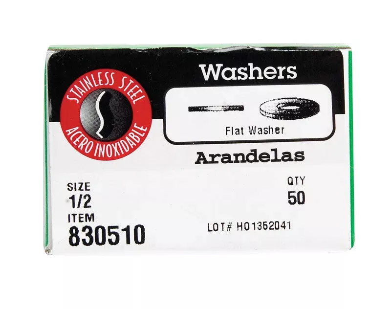 Hillman Stainless Steel Flat Washers 1/2 ” – 50 Pack