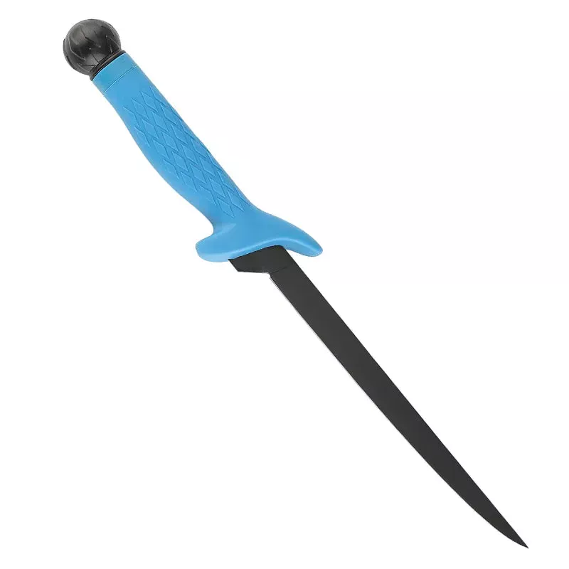 Man O War 8 ” Flex Blue Handle Black Knob Narrow Fillet Knife