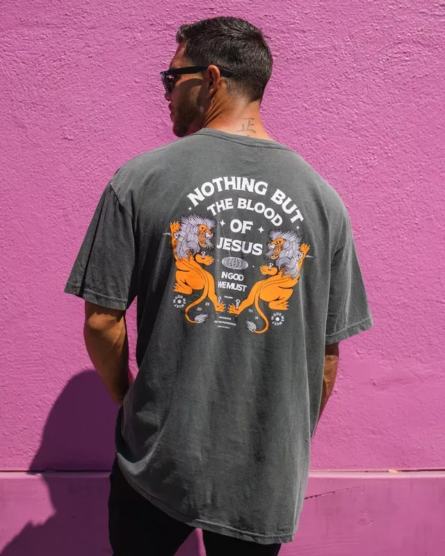 “Nothing But The Blood ” Mineral Wash Premium Pepper Tee
