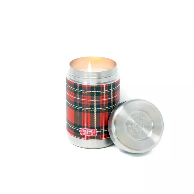 Plaid Vintage Canteen Candle