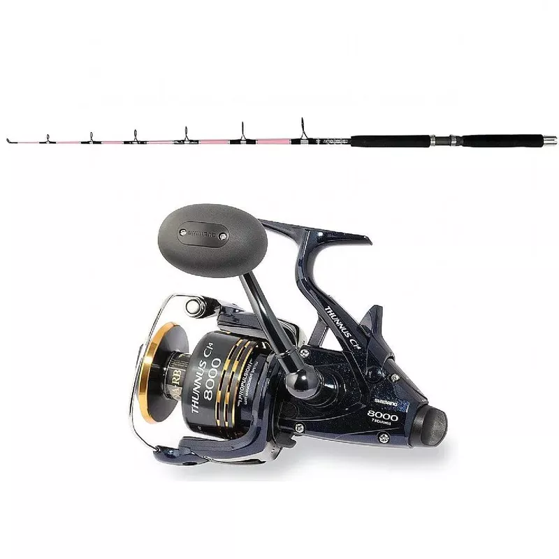 Shimano THUNNUS 8000 CI4 SW SPIN with SPC 10-25 7′ CHAOS Silver and Pink Combo