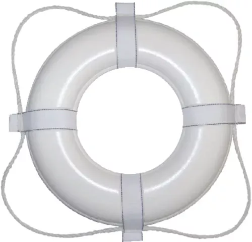 Taylor Made Vinyl Coated Foam Life Ring, 20 ” White w/White Rope.