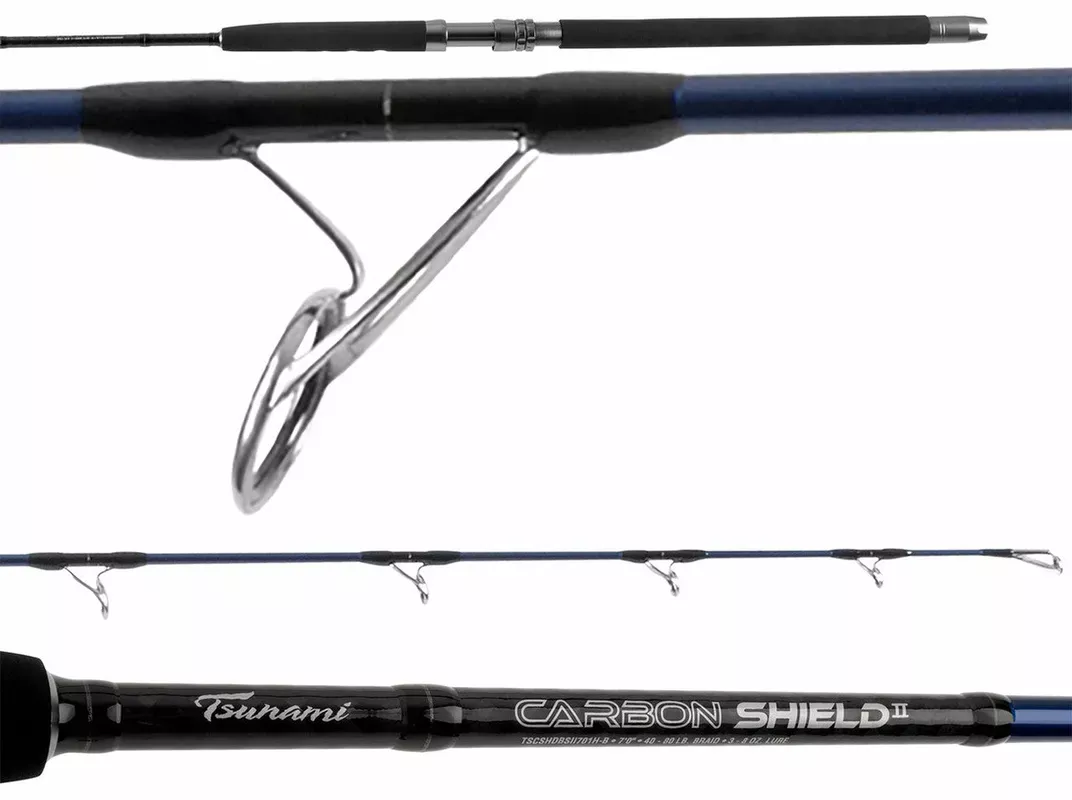 Tsunami Carbon Shield II TSCSHDBCII701XH-B Boat Conventional Rod 7′ 50-100lb.